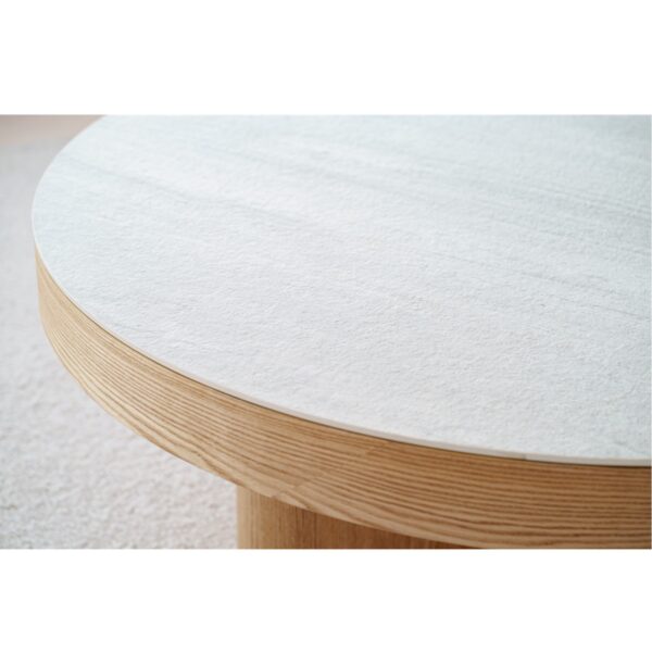 Mesa de centro redonda de madera y cerámico gris - CURVA 105 - VP Interiorismo - Imagen 4