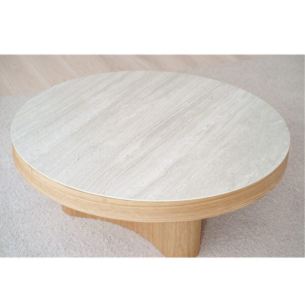 Mesa de centro redonda de madera y cerámico gris - CURVA 105 - VP Interiorismo - Imagen 5