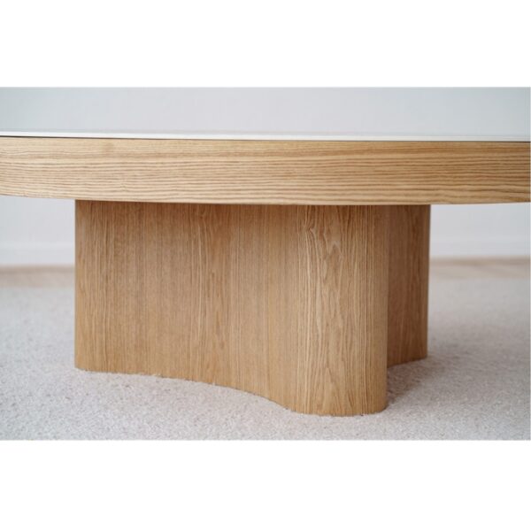 Mesa de centro redonda de madera y cerámico gris - CURVA 105 - VP Interiorismo - Imagen 6