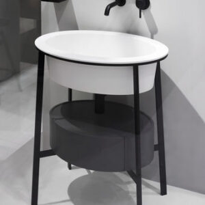 Mueble de lavabo de pie CATINO OVALE - TALCO MATT BLACK CEMENTO - Cielo