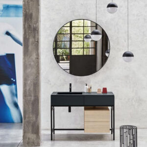 Mueble de lavabo de pie MILANO - BASALTO MATT BLACK ROVERE SBIANCATO - Cielo