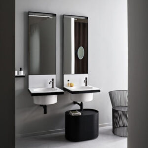 Mueble de lavabo doble ELLE TONDA - TALCO MATT BLACK - Cielo