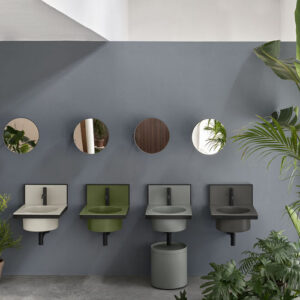 Mueble de lavabo suspendido ELLE TONDA - TALCO AGAVE BRINA CEMENTO - Cielo