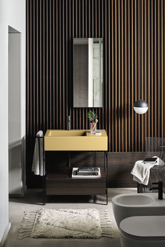 Mueble de lavabo de pie NARCISO MINI - ANEMONE MATT BLACK EUCALIPTO - Cielo - Imagen 2