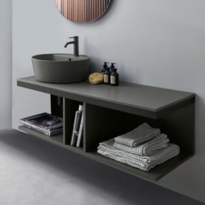 Mueble de lavabo doble MULTIPLO OPEN DAY CABINET - CEMENTO  MATT BLACK - Cielo