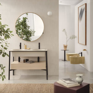 Mueble de lavabo doble CATINO - LINO/ROVERE SBIANCATO - ANEMONE - Cielo