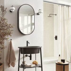 Espejo para baño de pared OVAL BOX - NERO MATT - Cielo