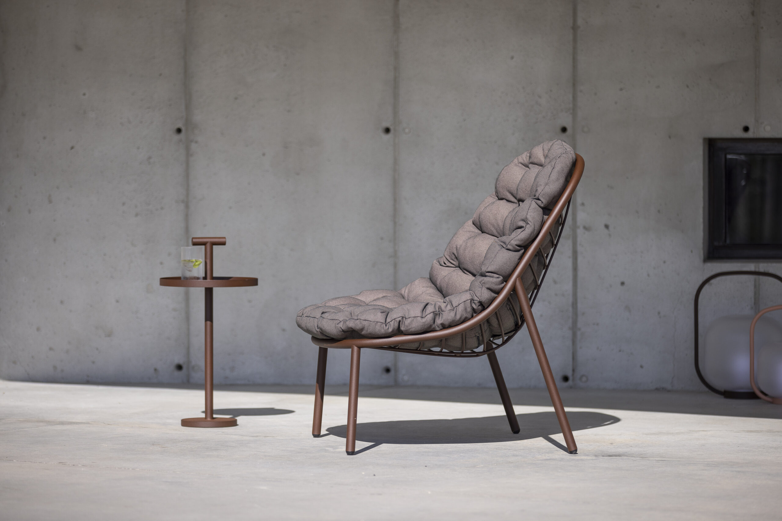 Set Lounge doble y Mesa portátil (Terracota/Topo) - Todus