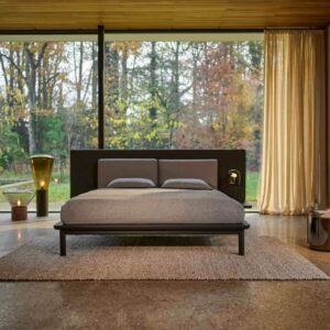 Cama de Diseño Contemporáneo (Estructura Oscura y Cabecero Modular) - Auping