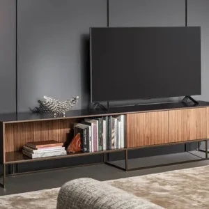 Mueble de TV de Líneas Curvas (Nogal y Acabados Metálicos) - Bonaldo