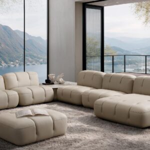 Sofá de Diseño Modular "Puff" (Tapicería en Piel Clara) - Gamma