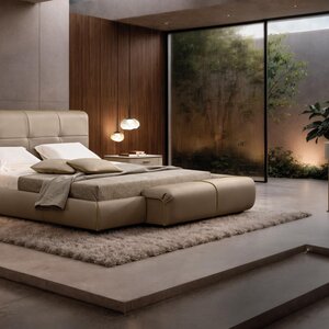 Cama de Diseño Escultural (Cabecero Tapizado) - Gamma