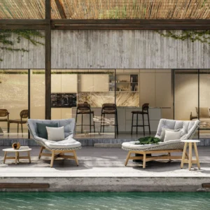 Sillón Lounge Envolvente (Teca y Trenzado Blanco) - Dedon