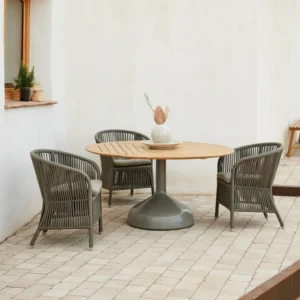Mesa de Comedor Escultural (Teca y Gris Oliva) - Cane-line