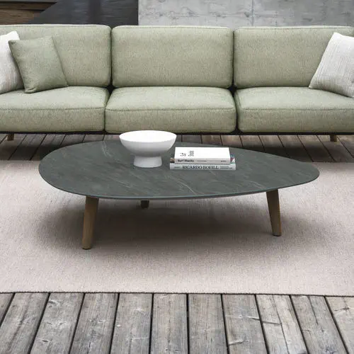 Mesa de Centro de Diseño Orgánico (Teca y Piedra) - Royal Botania
