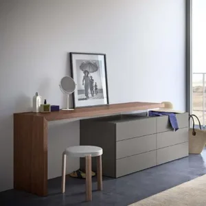 Consola-Escritorio "Functional Flow" (Madera y Base Neutra) - Pianca