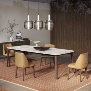 Comedor "Artisanal Grace" (Mesa de Mármol y Sillas en Piel) - Poltrona Frau