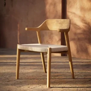 Silla de Comedor Escultural (Teca y Cuerda Crema) - Manutti