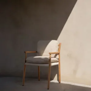 Sillón de Comedor Tapizado (Teca y Beige Claro) - Manutti