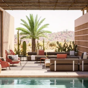 Sillón Lounge de Respaldo Alto (Rojo Terracota) - Dedon