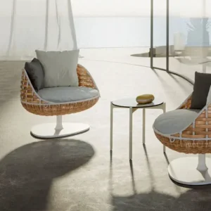 Sillón Lounge sobre Pedestal (Blanco y Natural) - Dedon