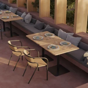 Silla de Comedor de Listones (Teca y Estructura Oscura) - SKDL Studio
