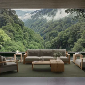 Set de Salón Modular (Teca y Detalles en Tonos Tierra) - SKDL Studio
