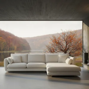 Sofá Seccional con Chaise Longue (Bouclé Crema) - Cane-line