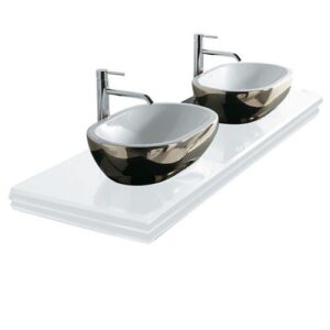 Encimera de lavabo doble blanco brillante - Galassia Italia