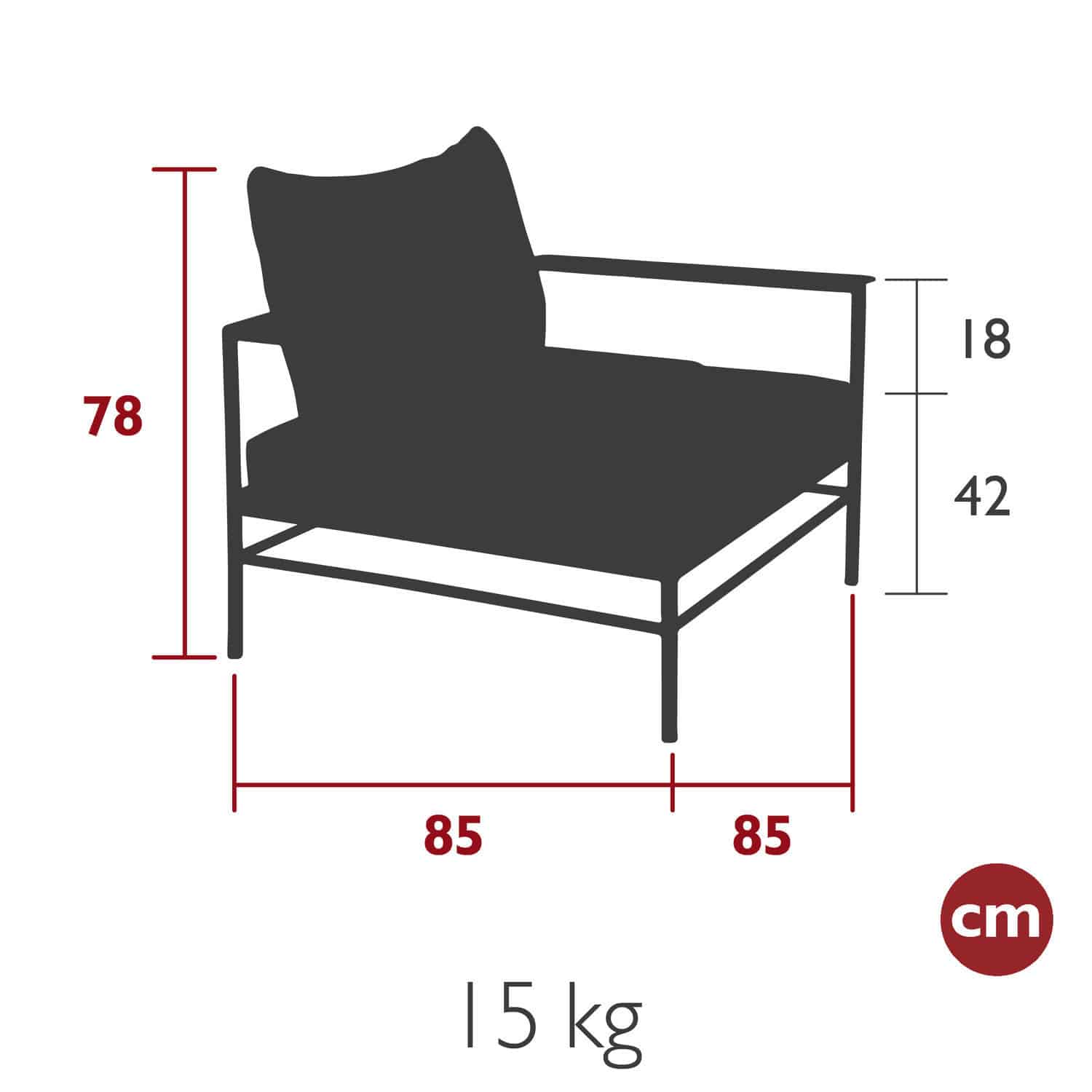 Sillón contemporáneo RIVAGE con reposabrazos - Fermob - Imagen 3